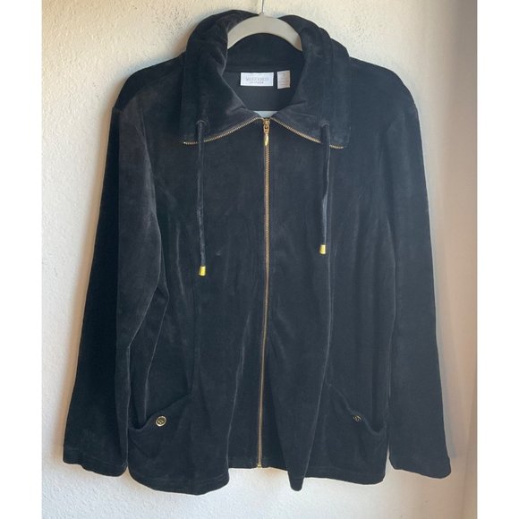 Chico's Jackets & Blazers - Weekends by Chico's Women's Sz.XL/3 Jacket Black Velour Full Zip High Mock Neck